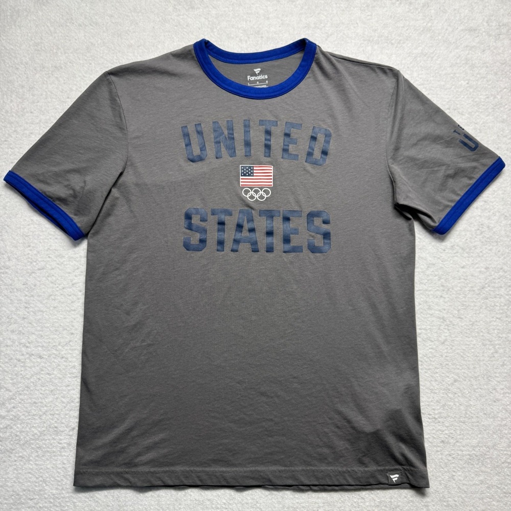 United‎ States Olympics Shirt by Fanatics Gray and Blue Men's Size Large